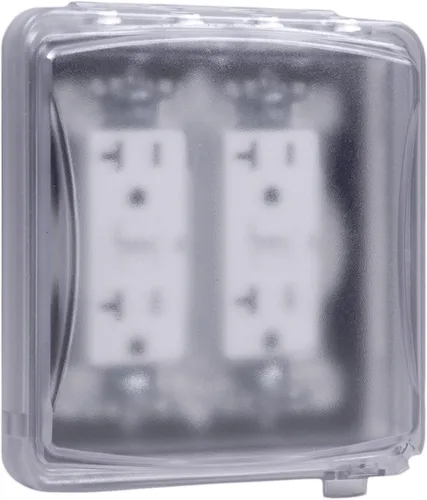 TayMac MM1410C Configuraciones 55-en-1 de 2-Gang, Cubierta Plana de Plástico Vertical Resistente a la Intemperie, Transparente