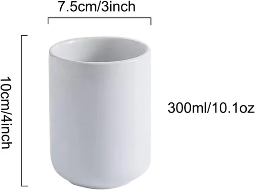 Vista 2 de Taza recta sin mango de cerámica de color sólido, tazas para beber, soporte para cepillo de dientes, adecuado para su uso en hoteles, hogares