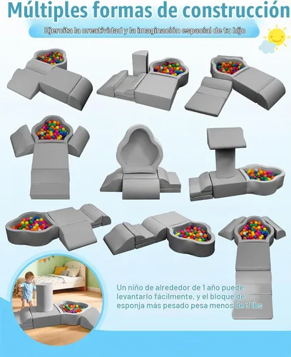 Vista 3 de Markdang - Juego de juegos suaves, bloques de escalada de espuma para bebés con parte inferior de partículas antideslizantes para niños de 6 a 24