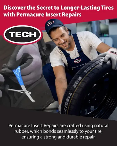 Vista 5 de TECH Permacure - Kit de tapones para neumáticos de pasajeros, el kit de reparación de neumáticos planos ideal para automóviles de pasajeros