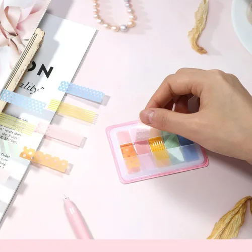 Vista 7 de NEWEST 400 pestañas adhesivas transparentes para índice, banderas de notas desplegables transparentes, calcomanías de recordatorio de PET