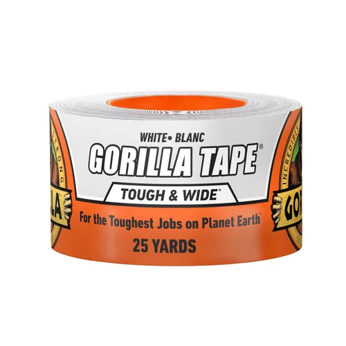 GORILLA Tape Tough & Wide, Cinta adhesiva blanca, 7.32 cm x 22.86 m (paquete de 1) - Resistente para uso pesado y resistente a la intemperie para