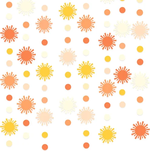 Vista 10 de Decoraciones de fiesta de arco iris, nube 3D, círculo, puntos, estrella, luna, rayo, guirnalda colorida para cumpleaños, baby shower, boda