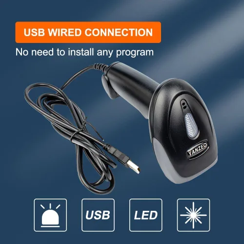 Vista 3 de YANZEO Escáner de código de barras USB portátil, lector de código de barras CCD con cable Plug and Play Escaneo rápido y preciso para tienda