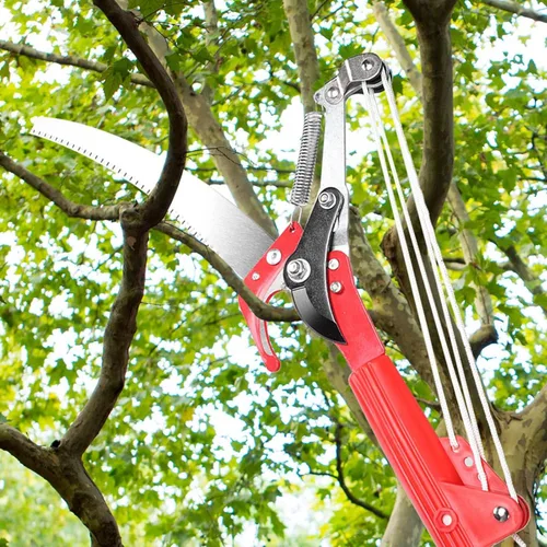 Vista 8 de Sierra de podadora de árboles de 14 pulgadas sin poste, 4 ruedas afiladas para podar árboles, cosechadora de frutas, sierra de poste y recortadora