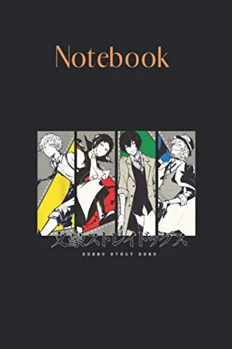 Notebook Bungo Stray Cool Anime Dogs Lined Notebook Journal Designed with Rule Lined Notebook Journal Size 6in x 9in x 125 Pages to Write in White