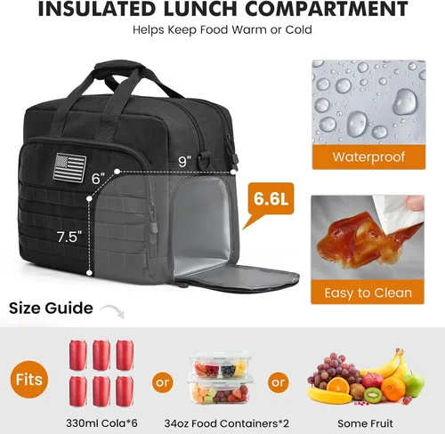 Vista 4 de S-ZONE Bolsa de mensajero táctica para hombre, bolsa de trabajo para Negro