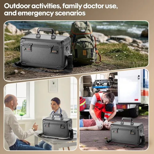 Vista 7 de LOCKCURX Caja de bloqueo de aleación de aluminio con código, caja de almacenamiento con cerradura para medicamentos, efectivo, teléfono y objetos