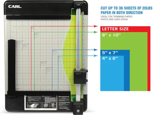 Vista 3 de CARL Cortadora de papel rotativa de alta resistencia, 12 pulgadas, NegroPlateado