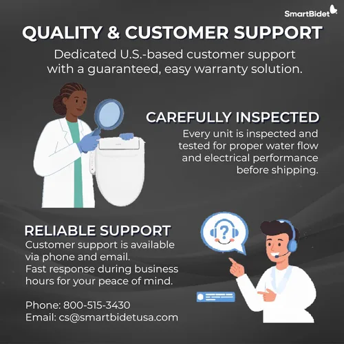 Vista 13 de SmartBidet SB-2000 Asiento de bidé eléctrico - Asiento para inodoro climatizado con secador de aire caliente y funciones de lavado con control
