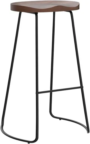 Vista 95 de HeuGah Juego de 4 taburetes de bar con asiento de silla de montar con patas de metal, taburetes rústicos de altura de mostrador sin respaldo