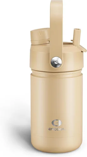 Vista 163 de Botella de agua aislada con popote para niños, botella de agua de acero inoxidable de 12 onzas con boquilla doble, a prueba de fugas, sin BPA, al