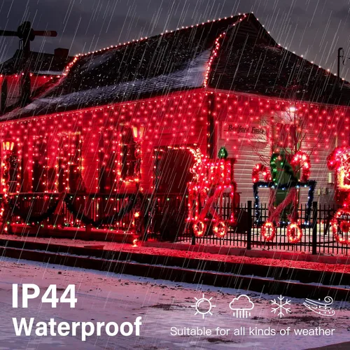 Vista 3 de Luces LED de carámbano de 300 L, luces de cortina de ventana rojas, 8 modos con enchufe de 30 V para boda, fiesta, dormitorio, hogar, jardín, al