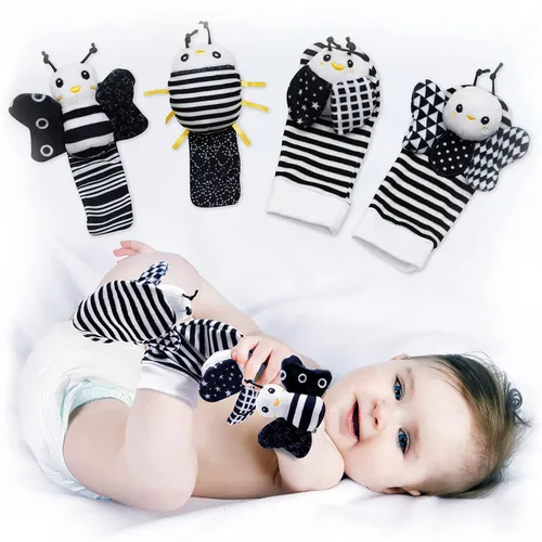 BABY K Calcetines Sonajero para Bebé y Juguetes de Muñeca (Set E) – Juguetes para Recién Nacidos para Bebé Niño o Niña – Juguetes para el Desarrollo