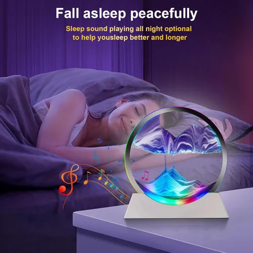 Vista 6 de Arte de arena en movimiento, decoración de movimiento líquido, lámpara de noche con altavoz Bluetooth, regulable multicolor, lámpara de arte