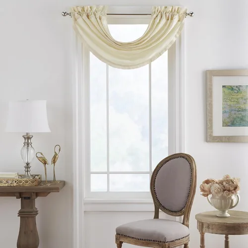 Vista 10 de Elrene Home Fashions - Cenefa de ventana en cascada para oscurecer la habitación Versailles de poliéster imitación de seda, accesorio para ventanas