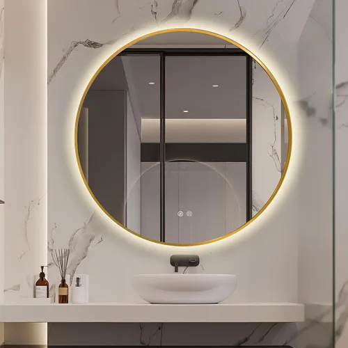Vista 16 de Niccy Espejo retroiluminado LED redondo de 24 pulgadas con luces, marco negro, espejo de tocador de baño iluminado para pared con antiniebla