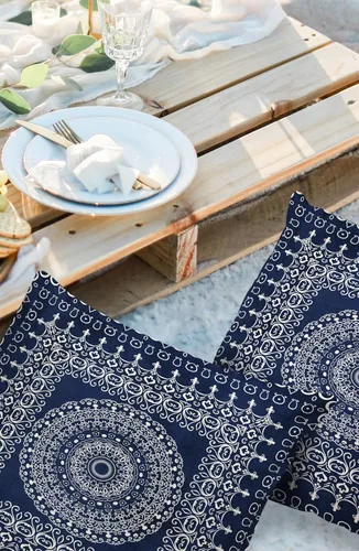 Vista 2 de Fundas de almohada impermeables para exteriores, 18 x 18 pulgadas, patrón de mandala hippie decorativas, fundas cuadradas para sofá, patio, jardín