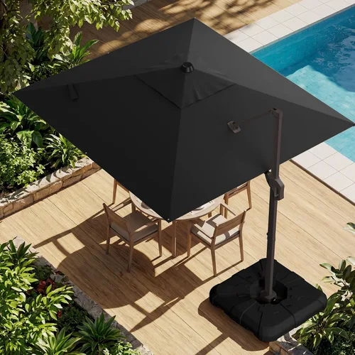 Vista 48 de Sombrilla voladiza para patio, 9 x 12 pies, sombrilla giratoria Beige