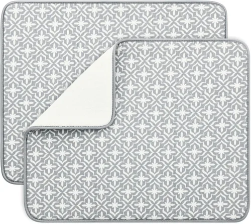 Vista 14 de SUBEKYU Tapete de secado de platos para encimera de cocina, almohadillas absorbentes de microfibra para escurridor/estante de platos debajo