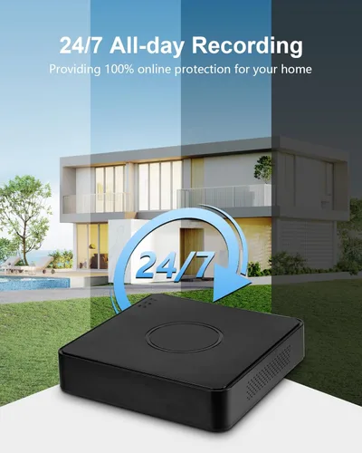 Vista 5 de Sistema de cámara de seguridad con cable 1080P, DVR de vigilancia CCTV de 8 canales con disco duro de 1 TB, 4 cámaras de seguridad con cable de 5 MP