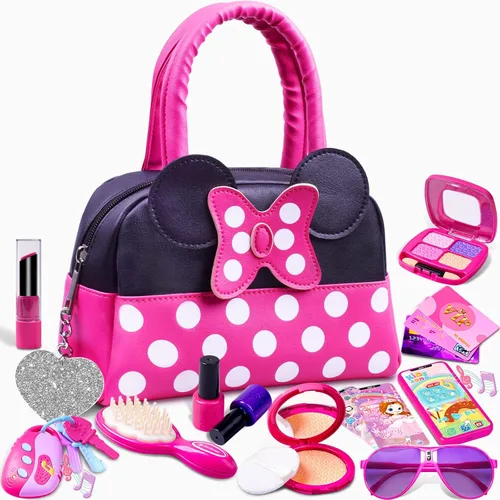 Kaodezhu Juego de monedero de simulación para niñas pequeñas, juego de simulación, juguetes de maquillaje para niños de 3, 4, 5, 6 años, bolso para