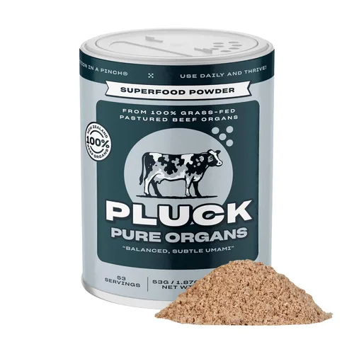 Pluck Polvo de órganos de carne pura | 100% hígado, riñón, bazo, corazón y páncreas de carne de res pasturada 100% alimentada con pasto y con