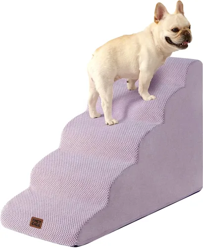 Vista 9 de EHEYCIGA Rampa de escaleras curvadas para perros pequeños de 15.7 pulgadas de alto, escalones para perros de 3 escalones para sofá y silla