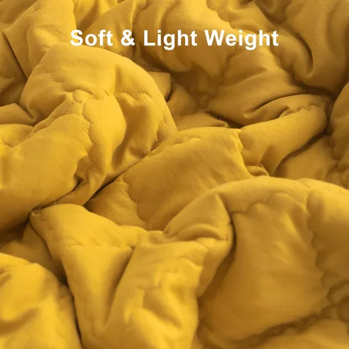 Vista 5 de BEDSUM Edredón 100% de microfibra cepillada para niños pequeños, ultrasuave, ligero y cálido, transpirable, manta acolchada para cuna, para Amarillo