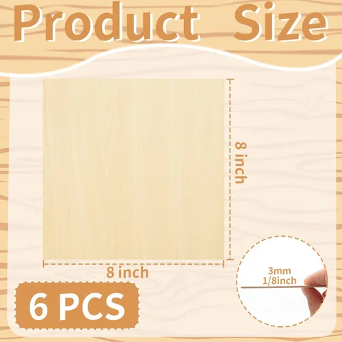 Vista 2 de Benvo Hojas de madera contrachapada de abedul para manualidades, madera sin terminar para manualidades, corte y grabado láser, corte CNC, quema