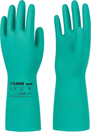 LANON 3 pares de guantes de nitrilo resistentes a productos químicos, guantes de goma reutilizables de alta resistencia, protección contra ácidos,