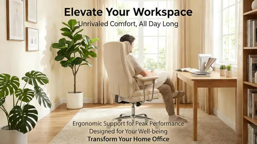 Vista 3 de Big and Tall Office Chair 500LBS Heavy Duty Executive Office Chair PU Leather Computer Gaming Chair with Lumbar Support(Beige)