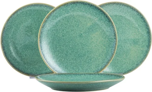 HENXFEN LEAD Juego de 4 platos llanos de 10 pulgadas, platos de porcelana para ensalada, pasta, microondas de postre, aptos para lavavajillas, color