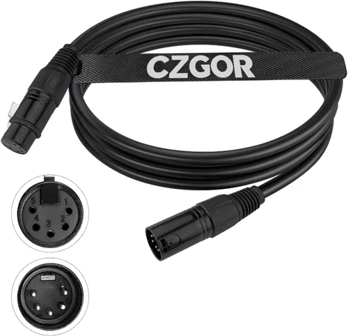 Cable DMX de 5 pines de 10 pies, cable DMX flexible de 5 pines XLR macho a hembra, cable de iluminación de 5 pines para luces de escenario, señal de