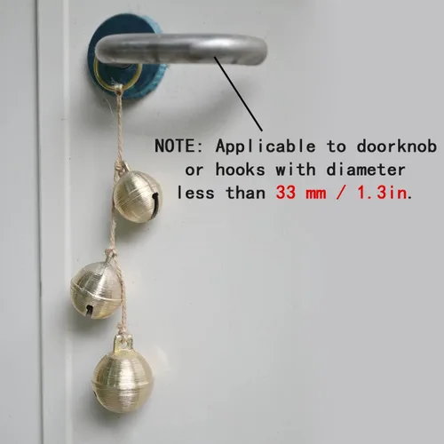 Vista 7 de Campanas colgantes rústicas de latón para decoración de pomos de puerta, decoración del jardín del hogar, tienderos, campana en cuerda