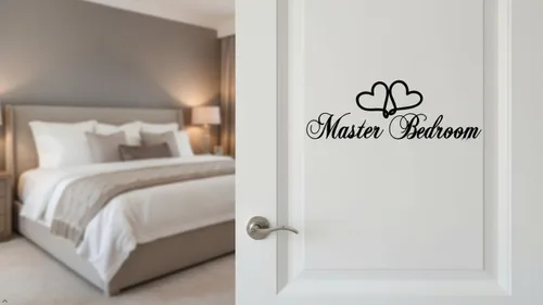 Vista 3 de Letrero para puerta de dormitorio principal, calcomanías de vinilo removibles, decoración de habitación, letrero de corazón de amor