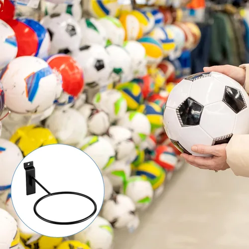 Vista 7 de Gisafai 6 piezas de metal Slatwall almacenamiento de bolas multifunción soporte de bolas Slatwall Basquetbol Basquetbol Soporte de pared