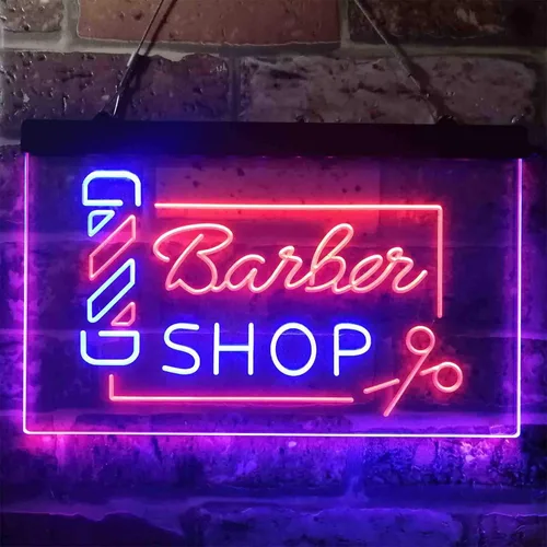 Vista 2 de ADVPRO Barbería poste tijeras pelo corte doble color LED neón signo azul y rojo 12 x 8 pulgadas st6s32-i3909-br
