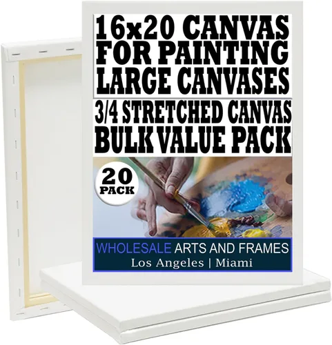 Vista 12 de Lienzo estirado para pintar de 4 x 4, paquete de 2, 3/4 pulgadas, 10 onzas, paquete de valor de lienzo de 4 x 4. Lienzo grande de algodón estirado