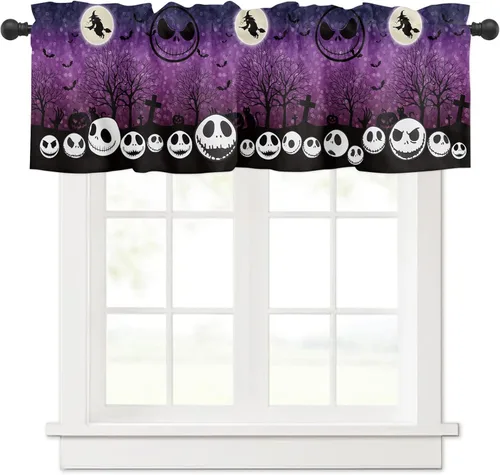 Vista 11 de Cenefa de ventana de terror para decoración de Halloween, Michael-Myers Cortina de ventana de Halloween para cocina, sala de estar, dormitorio