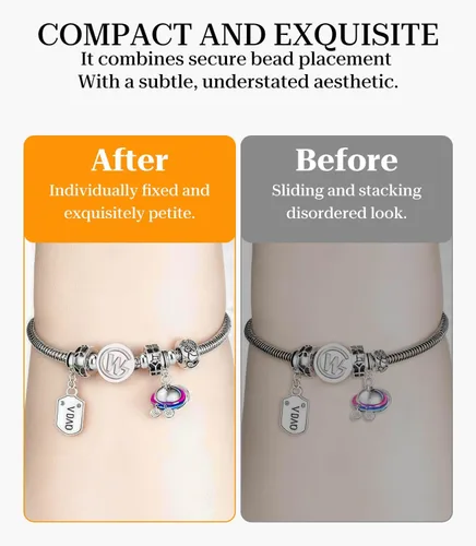 Vista 4 de GW Abalorios redondos de plata de ley 925 para pulseras de dijes para mujeres