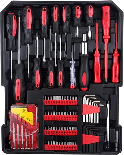 Vista 2 de Kit de herramientas de 799 piezas con caja de herramientas rodante, juego de herramientas de mano para el hogar con caja de aluminio