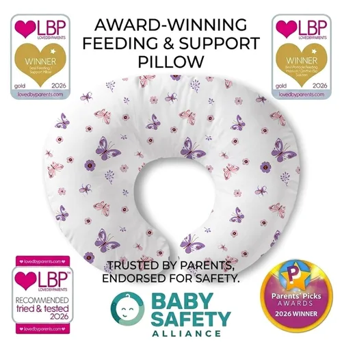 Vista 2 de Plushii Almohada de lactancia para lactancia, almohada suave y de apoyo para mamá y bebé, bonita almohada de alimentación con funda extraíble para 0