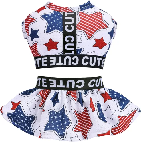 Vista 10 de CuteBone Vestido deportivo de dos piezas para perros Athleisure con estampado de leopardo, falda rosa para cachorros, ligera, para perros pequeños