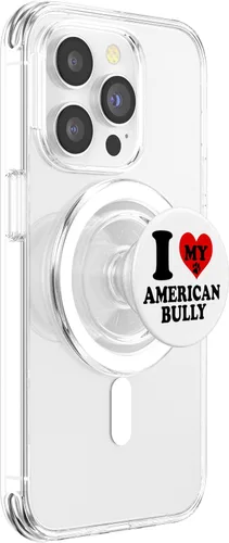 Vista 3 de I Love My Bully Bulldog American Kennel Breed Dog Dad Mom PopSockets MagSafe PopGrip for iPhone