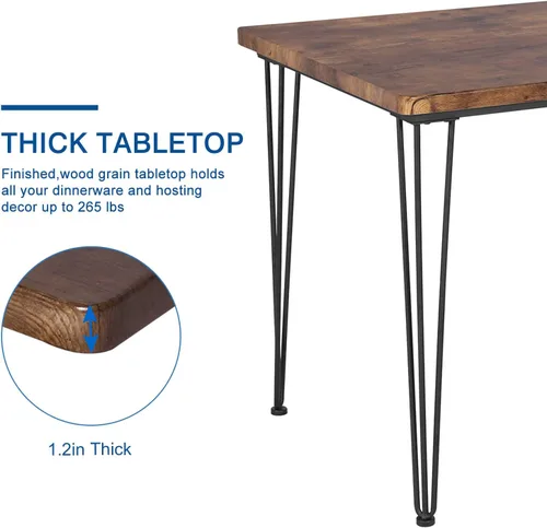 Vista 8 de VECELO Juego de mesa de comedor de 3 piezas para 2, juego de mesa de cocina con 2 sillas para espacio pequeño, ahorro de espacio y diseño moderno