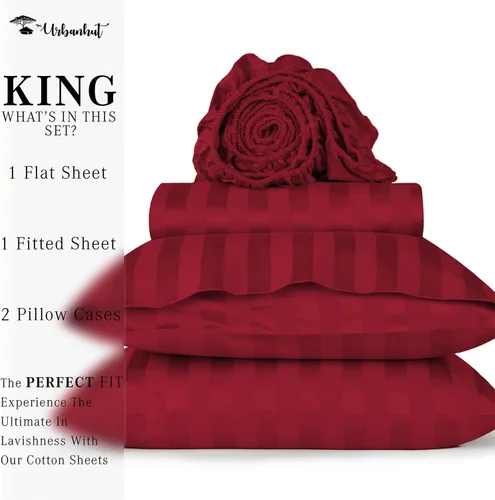 Vista 175 de URBANHUT Juego de sábanas de algodón egipcio de 1000 hilos tamaño completo, 4 piezas, suaves y transpirables, sábanas de hotel de lujo que se