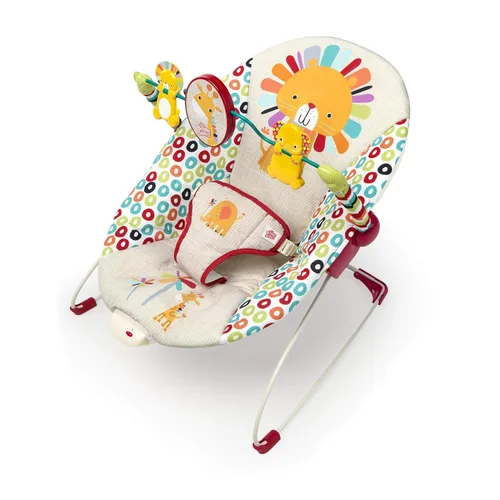 Vista 11 de Mecedora portátil Pink Paradise de Bright Starts con asiento para bebés con vibración y barra de juguetes, peso máximo de 20 libras, para bebés de 0