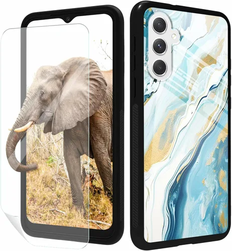 Vista 12 de for Samsung Galaxy A17 5G Phone Case 6.7" with Screen Protector Slim Tempered Glass Back Cover A Purple Cat Design Shockproof Protective Case for