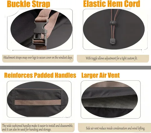 Vista 3 de Fundas impermeables para muebles de patio, resistentes a la decoloración, fundas para sofá biplaza de patio de 2 plazas, 60 pulgadas de ancho x 34